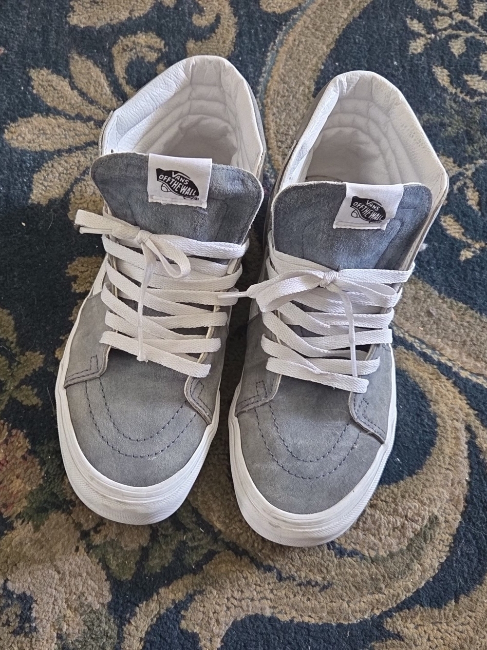 Vans Gray Suede High-Top Sneakers with White Laces